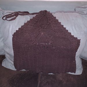 Moda crochet halter top, L